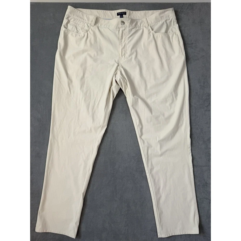 Peter Millar Bingham Performance Pants Beige Golf Casual Stretch Wicking 44x30